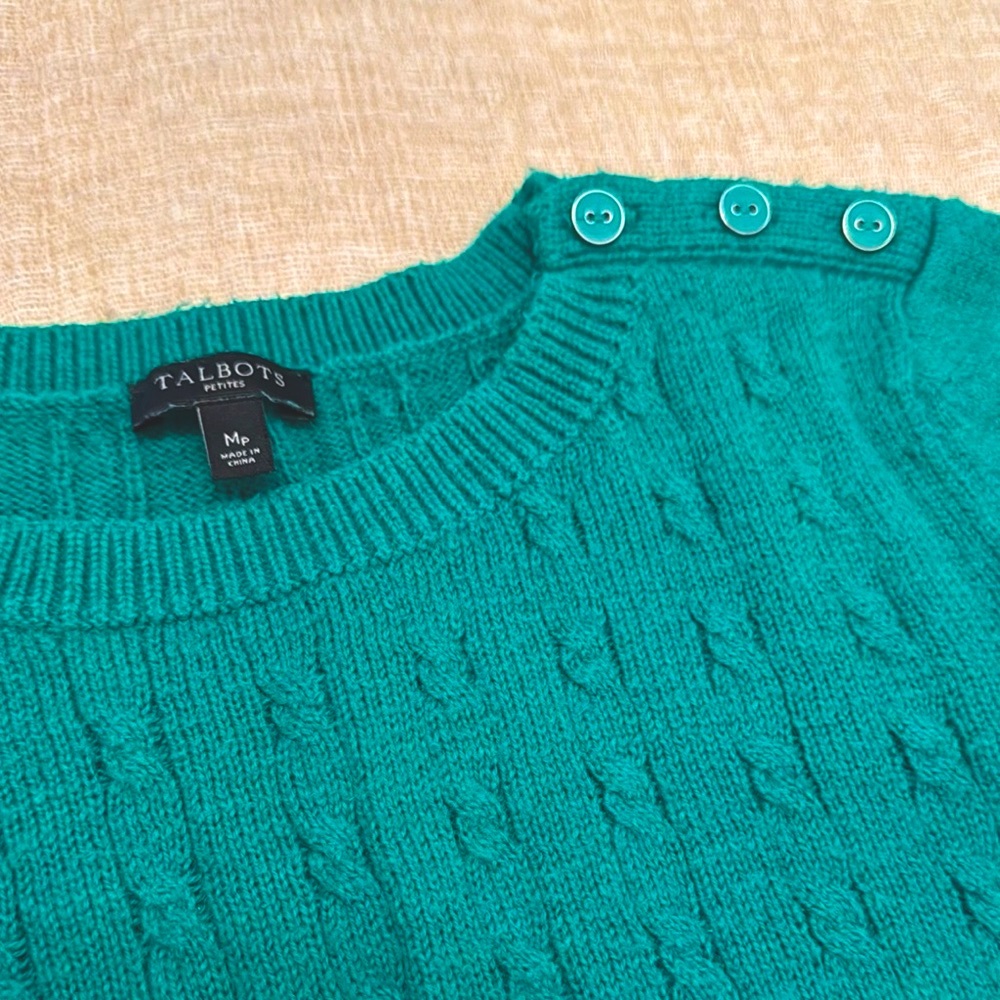 Talbots Green Crewneck Sweater‎ Knit Long Sleeve